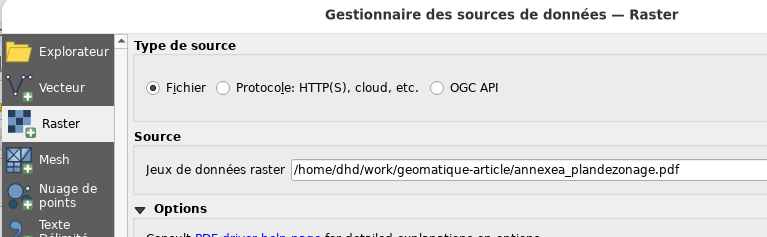 Ajouter une couche raster &agrave; QGIS