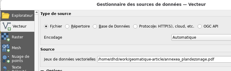 Ajouter une couche vecteur &agrave; QGIS