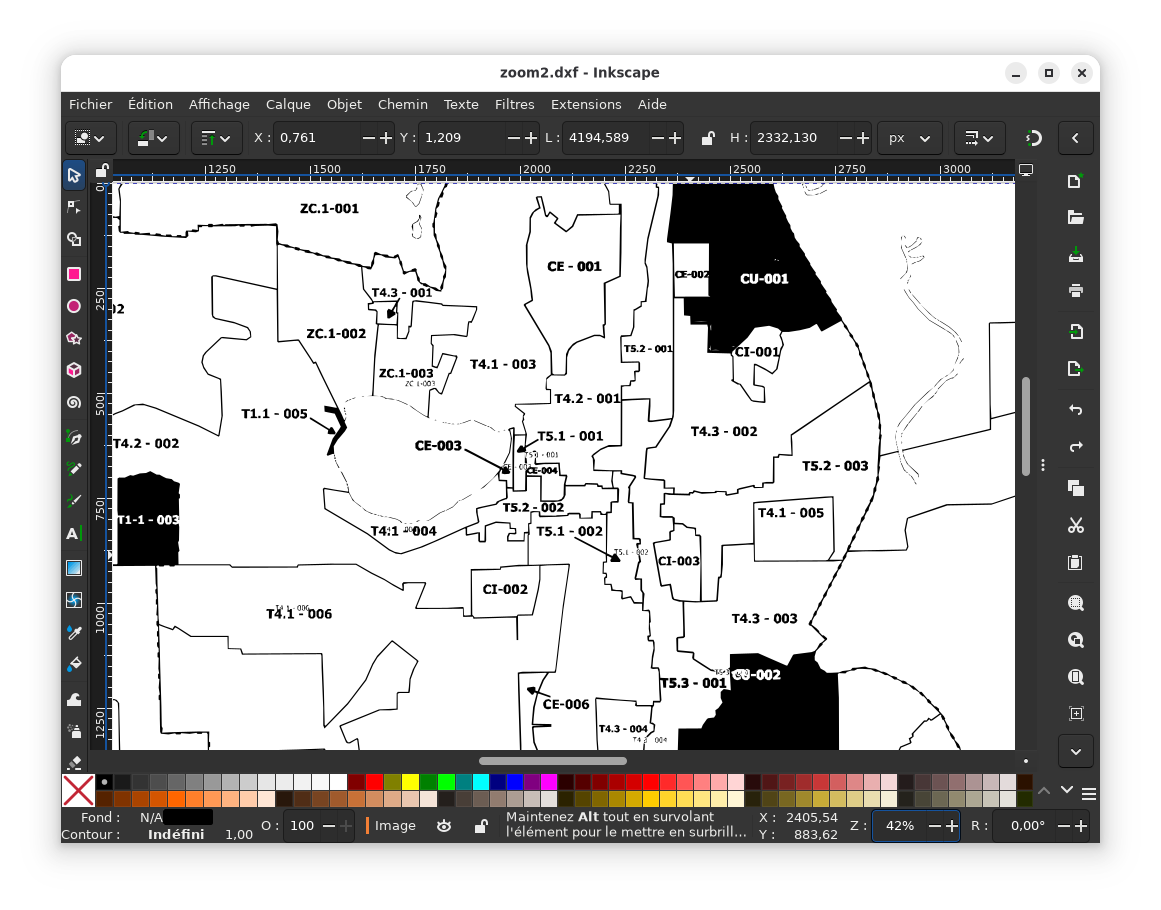 Traçage des zones avec InkScape